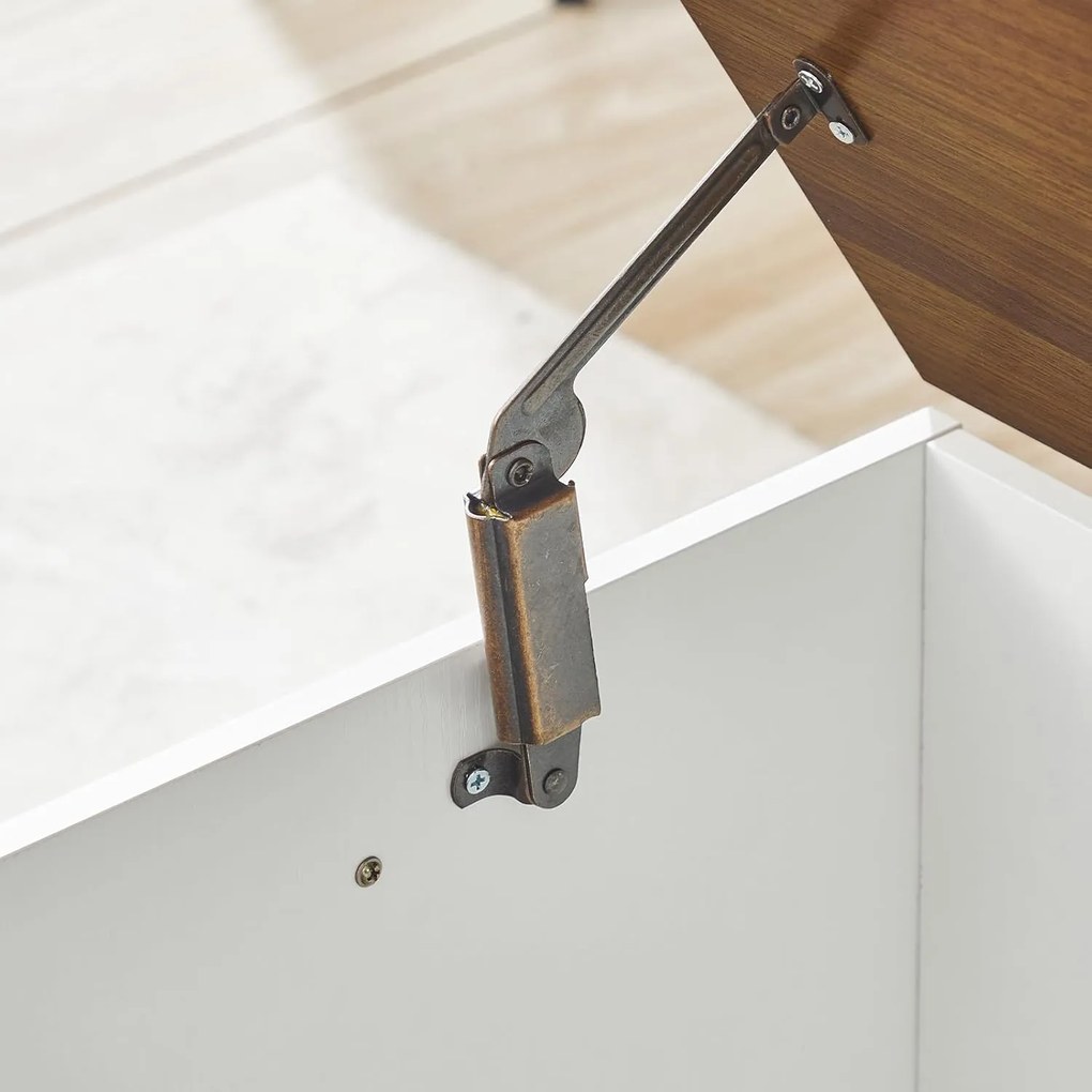 Lavice s úložným prostorem Vasagle Braisy 100 cm bílá/ořech