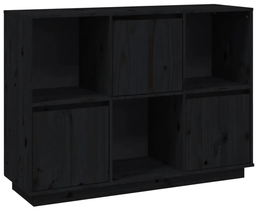 vidaXL Komoda čierna 110,5x35x80 cm borovicový masív