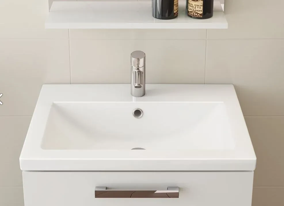 Cersanit Lara Como 80, závesná skrinka + keramické umývadlo, 794x447x460 mm, sivý lesk, S801-214