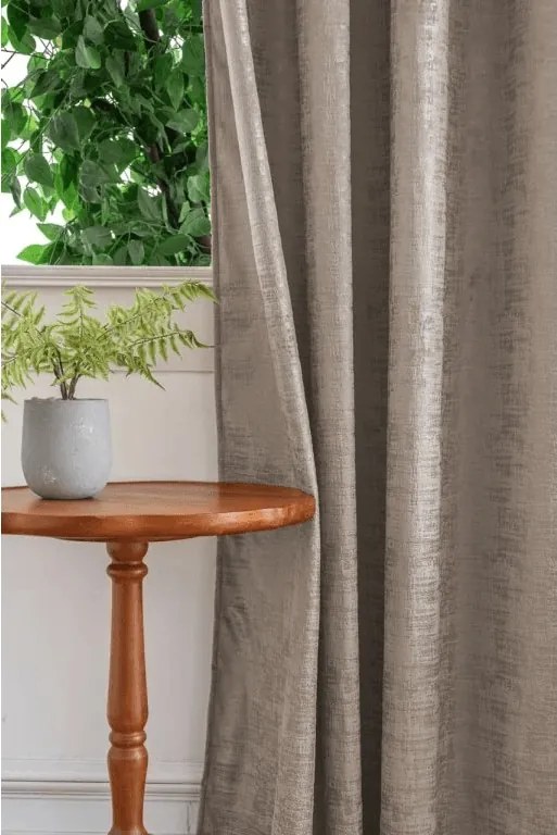 Zatemňovací záves LOOM VELVET 140x250 cm, béžovohnedý Zavesenie: Kovové krúžky