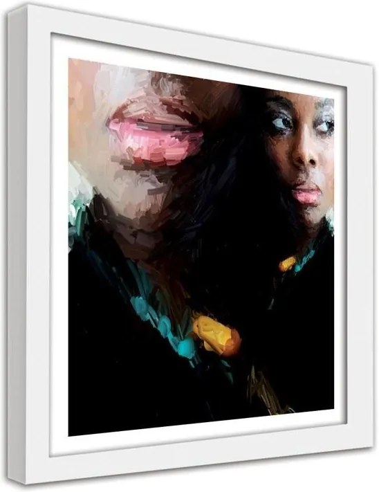 CARO Obraz v ráme - Portrait Of A Mysterious Woman Biela 20x20 cm