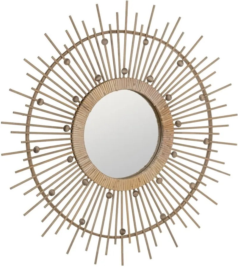 Nástenné zrkadlo s bambusovým rámom ø 70 cm Sol – Ixia
