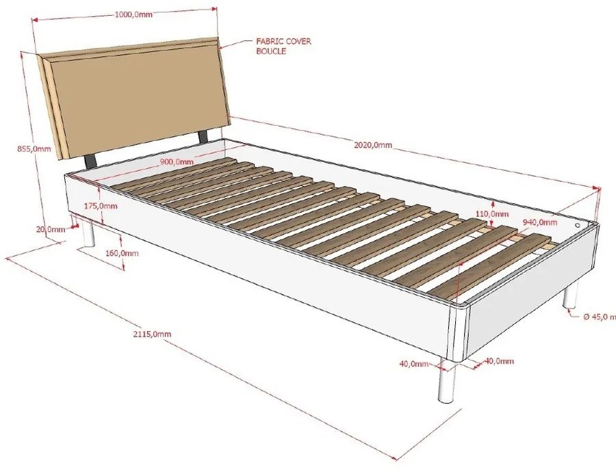 Jednolôžková posteľ z dubového dreva s roštom 90x200 cm v prírodnej farbe Forrest – Vipack