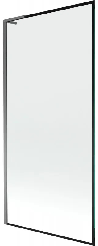Mexen Next L, 1-krídlová vaňová zástena 90 x 150 cm, 6mm číre sklo-čierny vzor, grafitový profil, 895-090-000-03-70-95