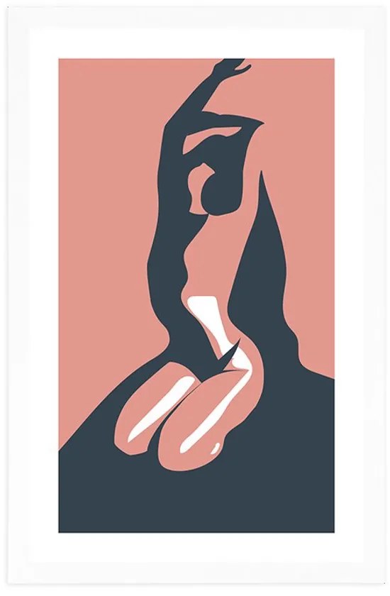 Plagát s paspartou jemnosť ženského tela - 40x60 black