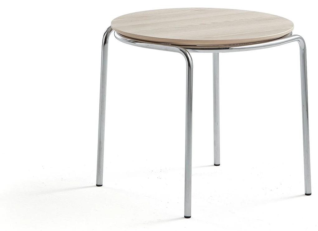 Konferenčný stolík ASHLEY, Ø570 x 470 mm, chróm, jaseň