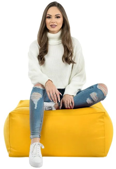 Taburetka žltá kocka ekokoža