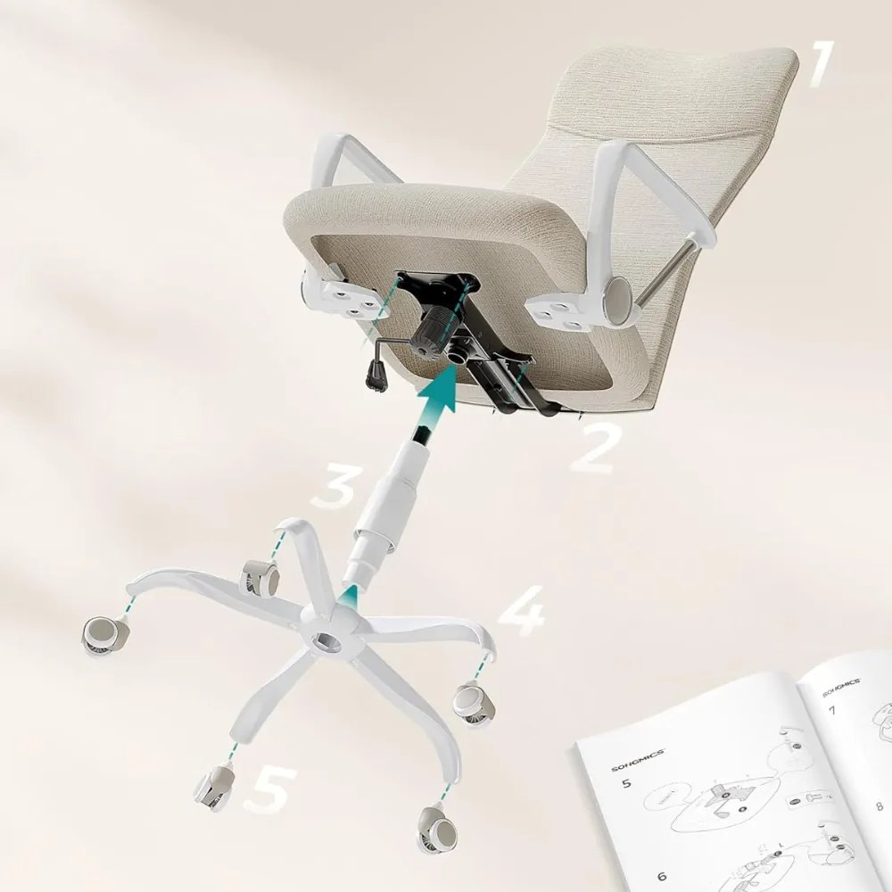 SongmicsHome Kancelárska stolička DINA, max.120kg, béžová/biela