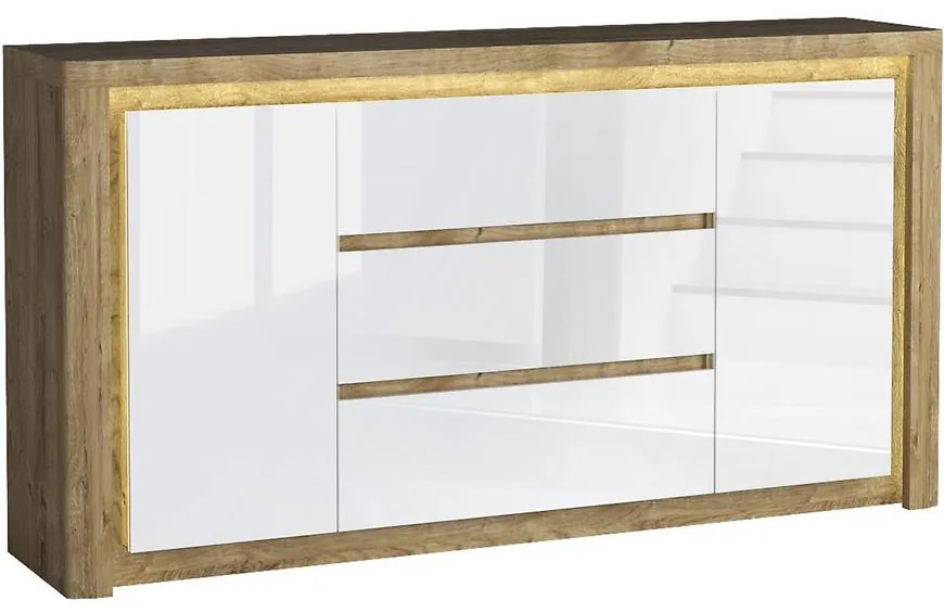 Komoda Livinio L8 Ribbeck/Biely lesk