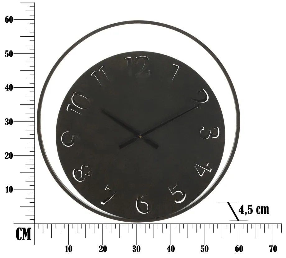 Čierne nástenné hodiny Mauro Ferretti Circle, ⌀ 60 cm