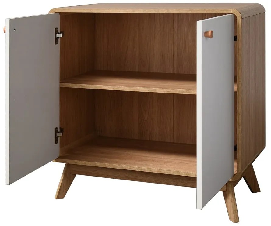 Biela nízka komoda v dekore duba 75x75 cm Cassie - Støraa