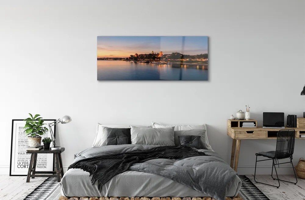 Obraz na akrylátovom skle Krakow sunset rieky lock 120x60 cm