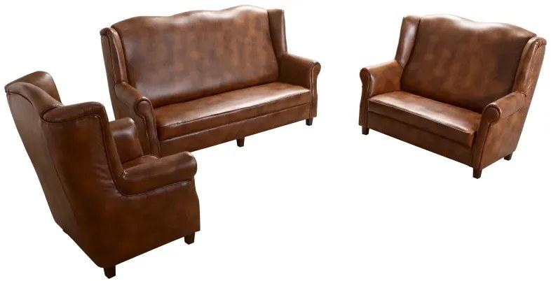 Kožená sedacia súprava AS LUX 3+2+1, hnedá (S-12/orech)