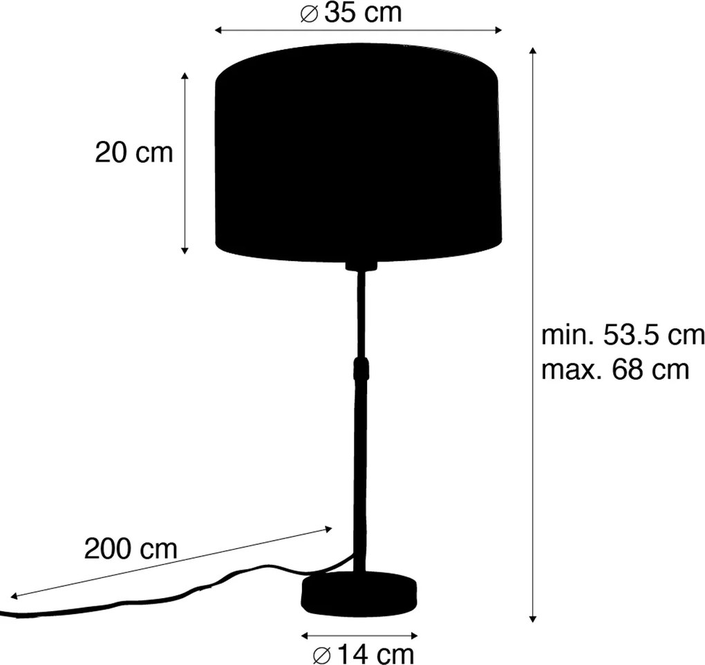 Stolná lampa bronzová s bronzovým zamatovým tienidlom 35 cm - Parte