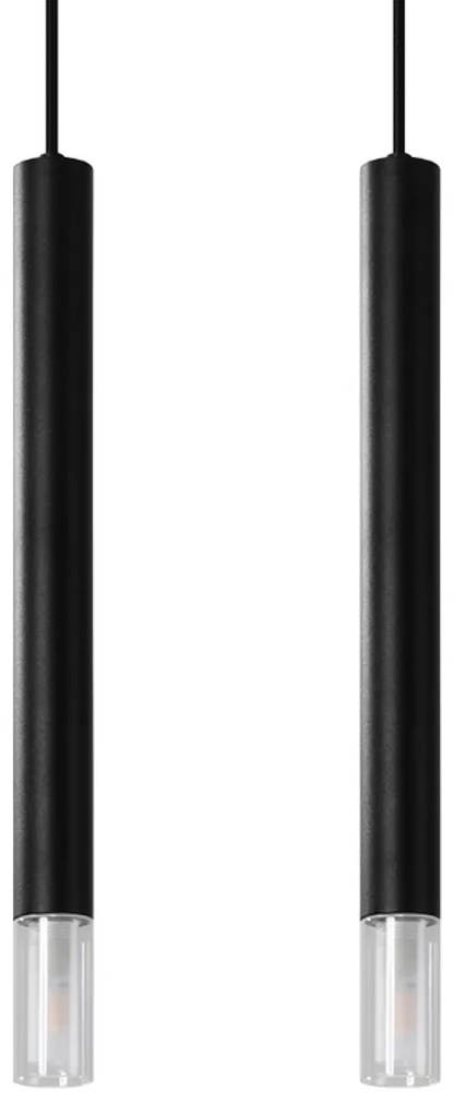 Závesné svietidlo Wezyr, 2x sklenené/čierne kovové tienidlo