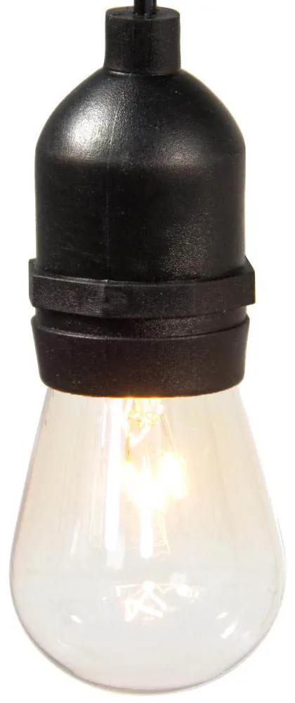 Vodeodolná svetelná dekoračná reťaz, 15 ks E27 LED žiaroviek, 14,6 m, teplá biela