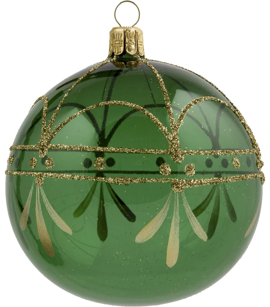Bella Rose Sklenená vianočná ozdoba Guľa Zelená Lesk 3