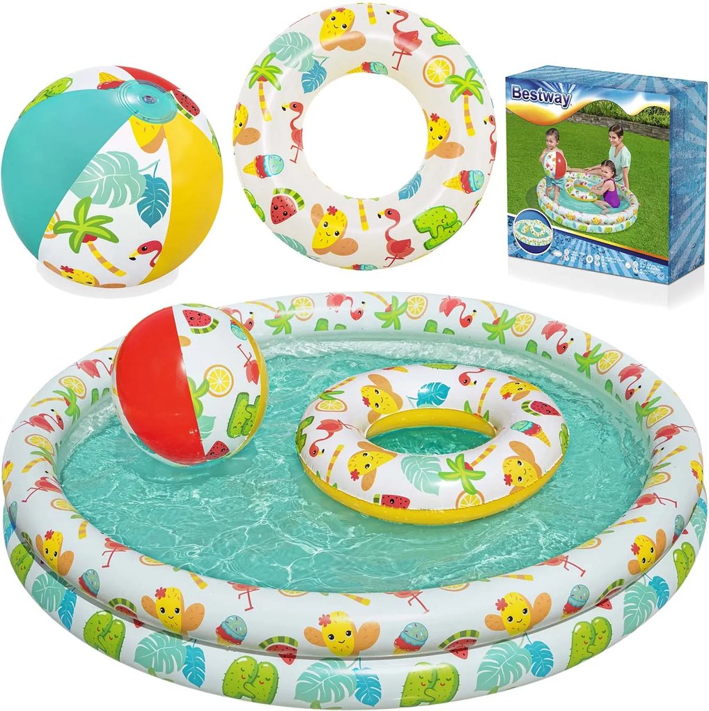 Detský Bazénik S Nafukovacím Záhradným Bazénom Bestway Koliesko Lopta >