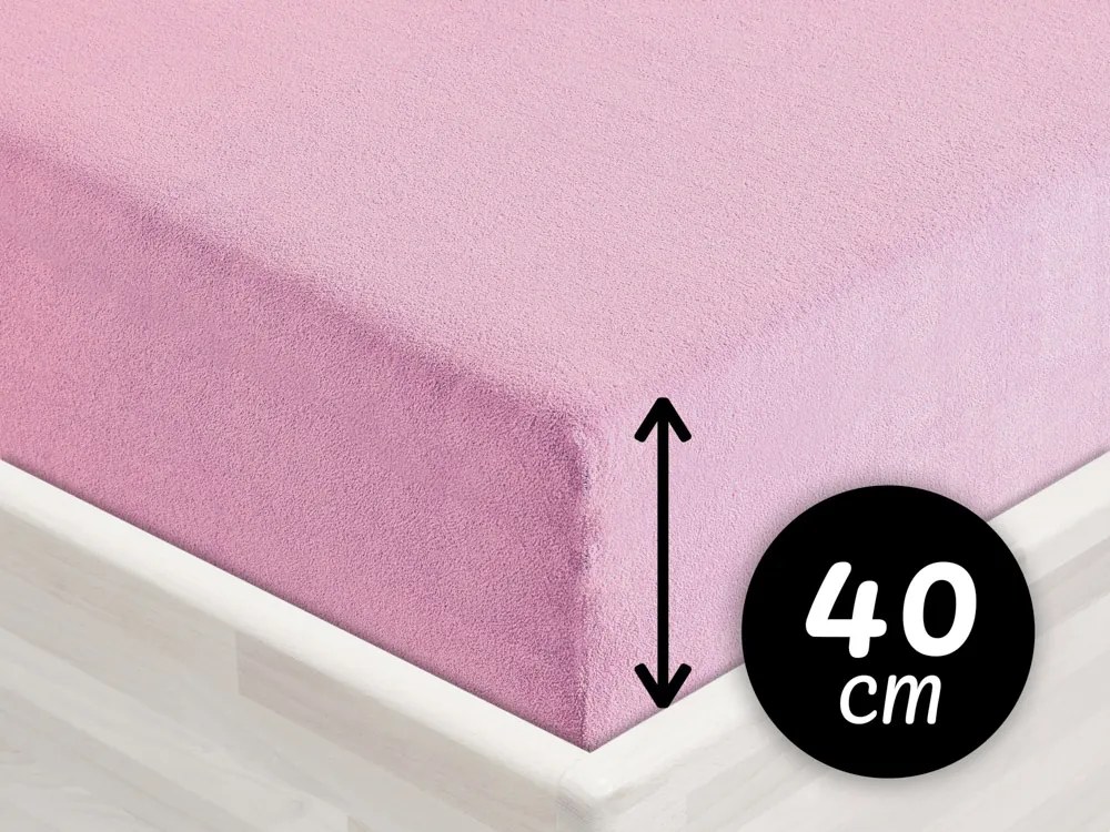 Froté napínacie prestieradlo na extra vysoký matrac FR-008 Ružová lila 100 x 200 - výška 40 cm