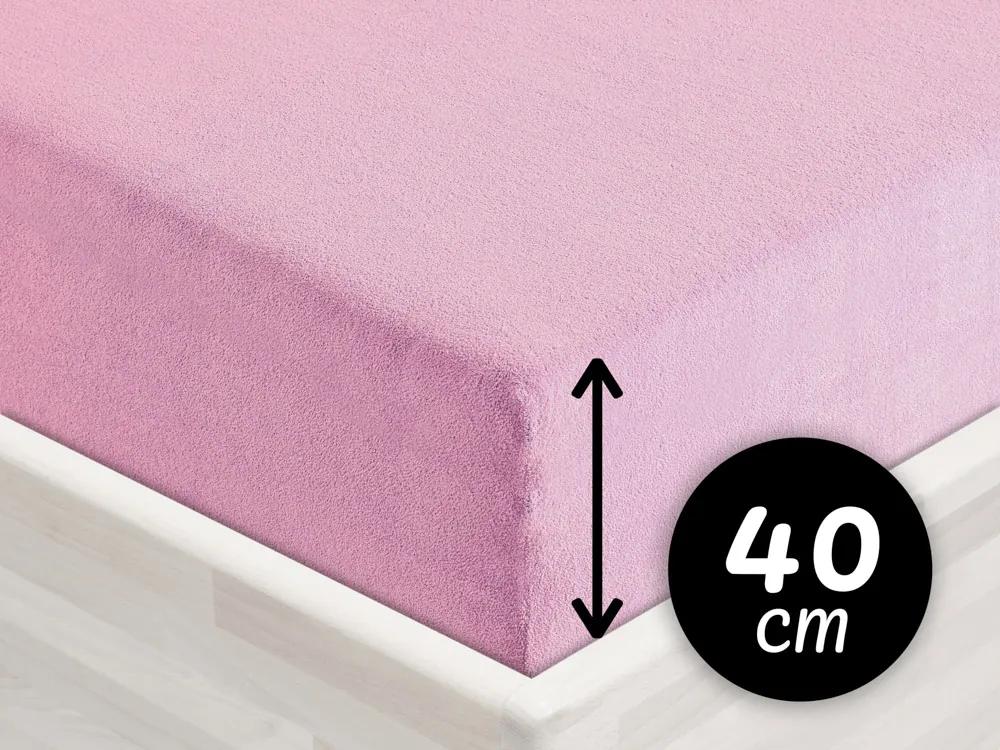 Froté napínacie prestieradlo na extra vysoký matrac FR-008 Ružová lila 160 x 200 - výška 40 cm
