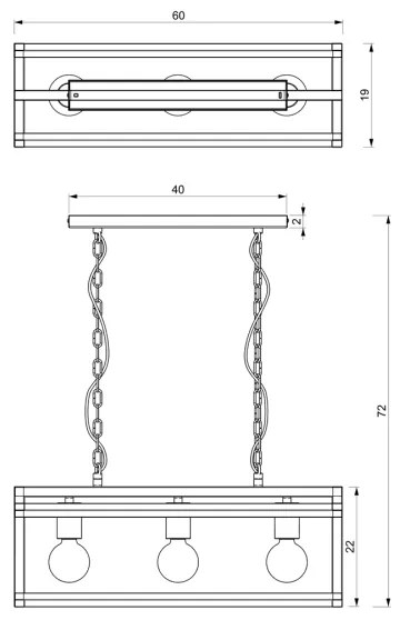 Luster na reťazi ARNOLD 3xE27/60W/230V čierna