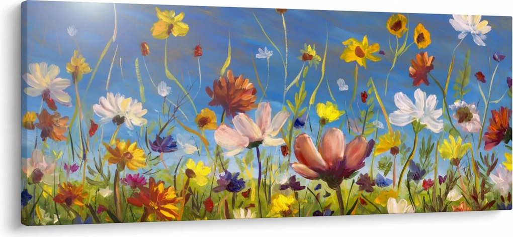 Maľovaný obraz rozkvitnutej lúky (120x50 cm)