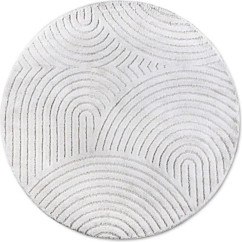 ELLE Decoration, Kusový koberec New York 106203 White kruh, 200x200 (priemer) kruh, biela, chodba / predsieň