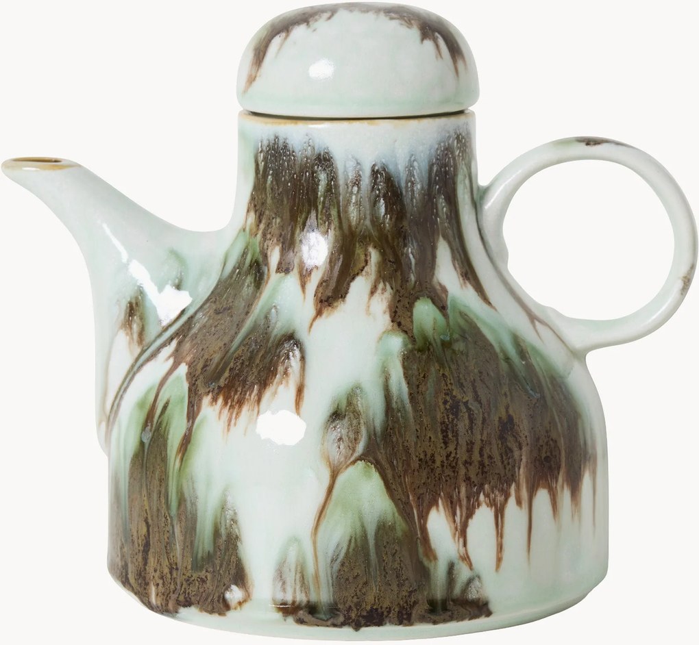 Ručne vyrobená čajová kanvica's reaktívnou glazúrou 70's