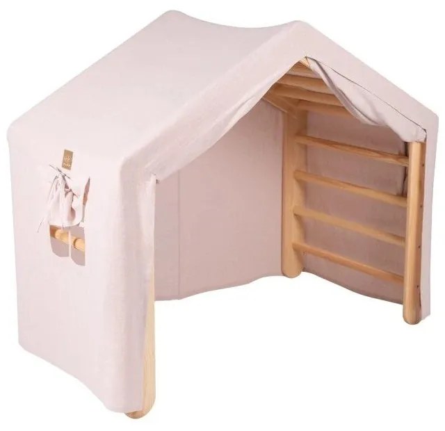 Ružový/v prírodnej farbe pikler trojuholník z borovicového dreva 112x61x94 cm Montessori – Meowbaby