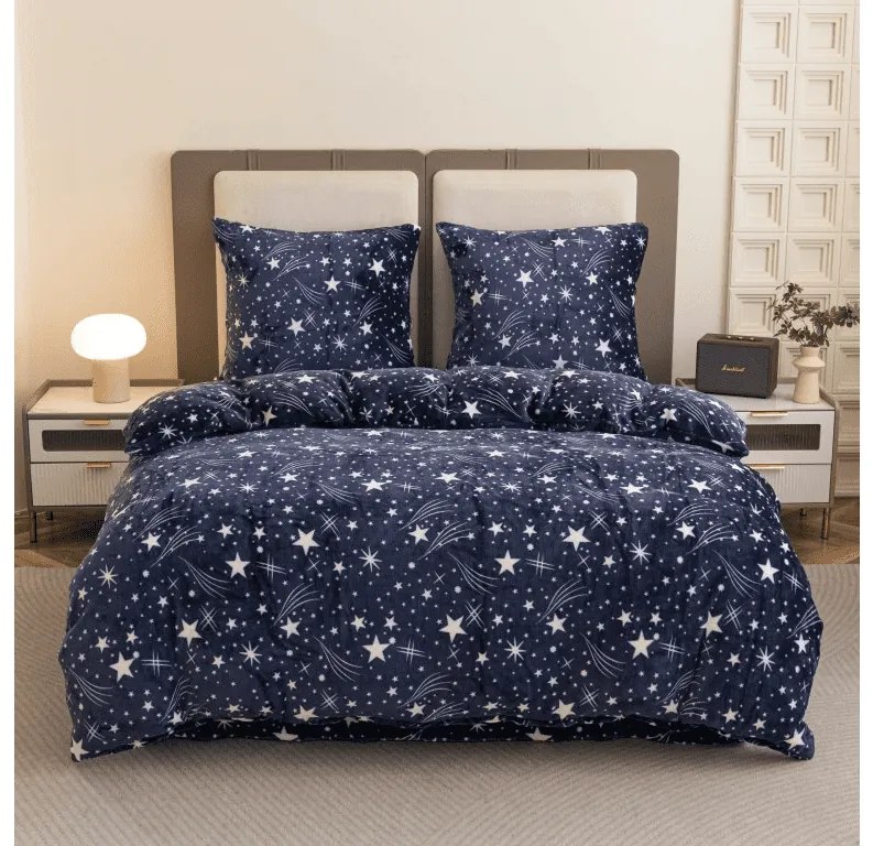 Obliečky mikroplyš STARLIGHT tmavomodré Rozmer obliečky: 2 ks 70 x 90 cm | 200 x 220 cm