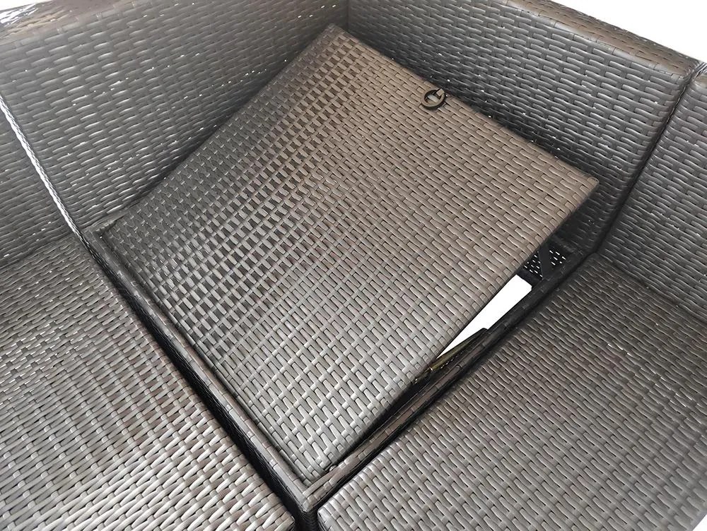 Veľký ratanový záhradný set Avenberg GALIA čierna/modrá + béžové poťahy