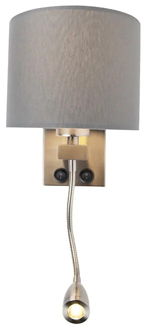 Moderná nástenná lampa oceľ s šedým tienidlom - Brescia