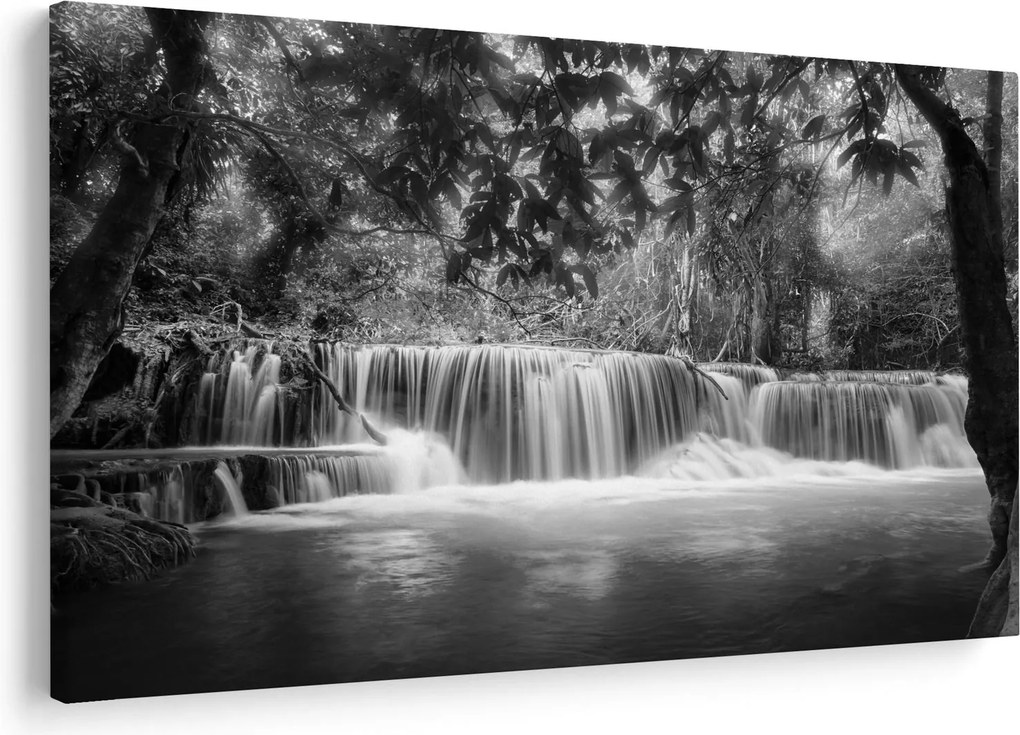Obraz - Čiernobiely vodopád (90x60 cm)