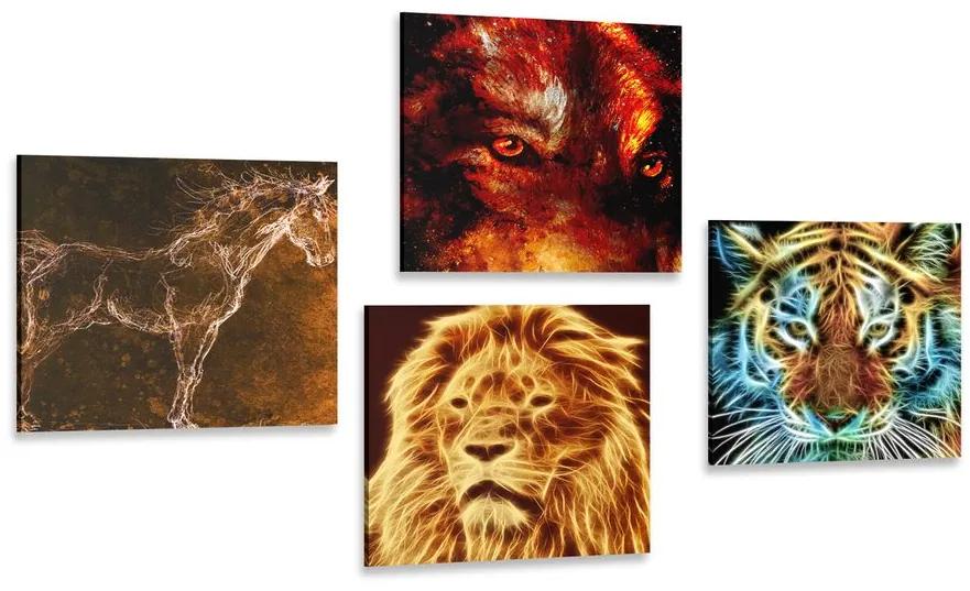 Set obrazov tajomná abstrakcia zvierat Varianta: 4x 60x60