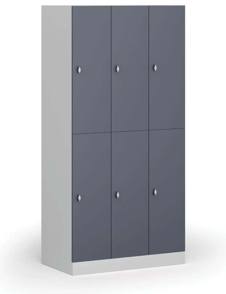 Šatníková skrinka s úložnými boxmi, 6 boxov, 1850 x 900 x 500 mm, demont, otočný zámok, tmavosivé dvere
