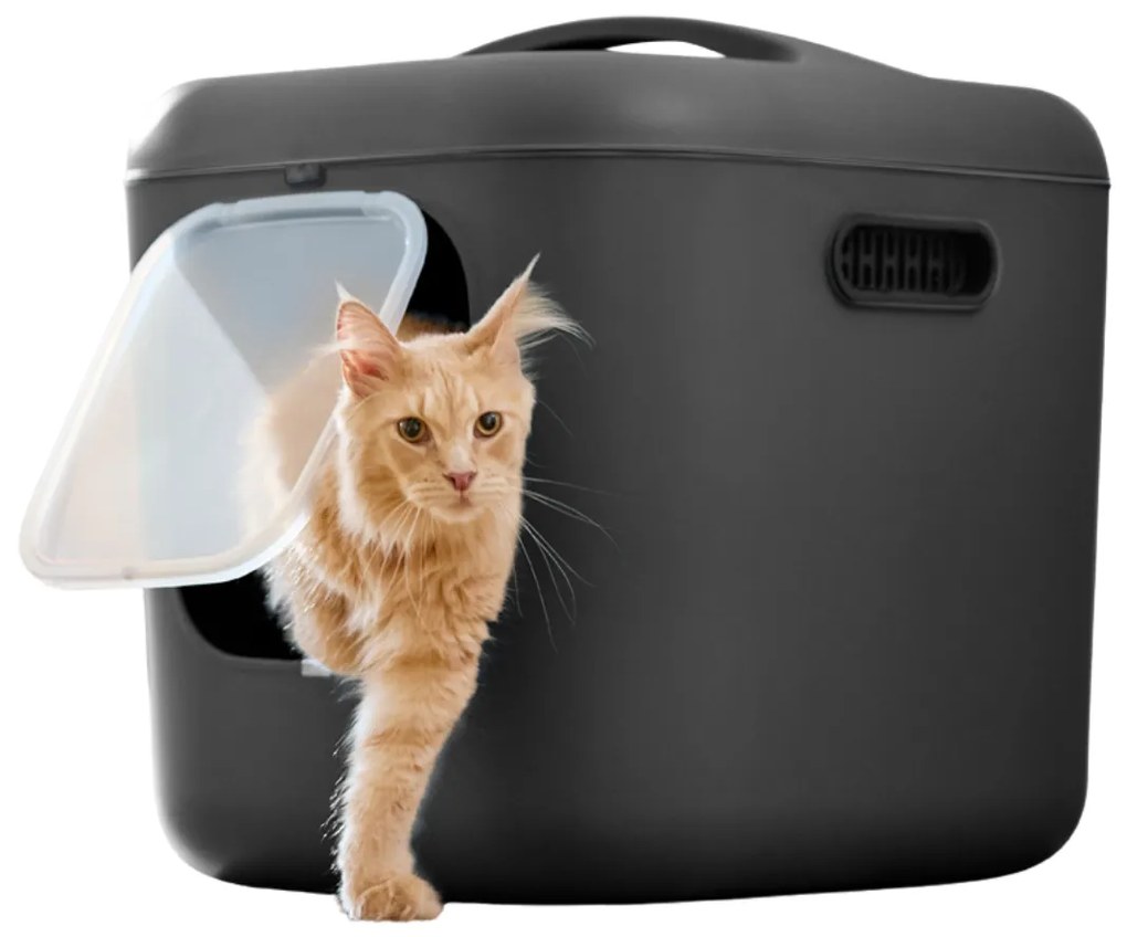 Rotho 2. kvalita - Mačacia toaleta, krytý záchod pre mačky CAT XXL - čierna