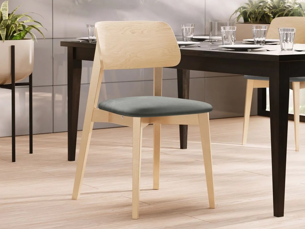 Čalúnená jedálenská stolička KT63, Dostupné poťahy: Magic Velvet 2250, Farby: czarny