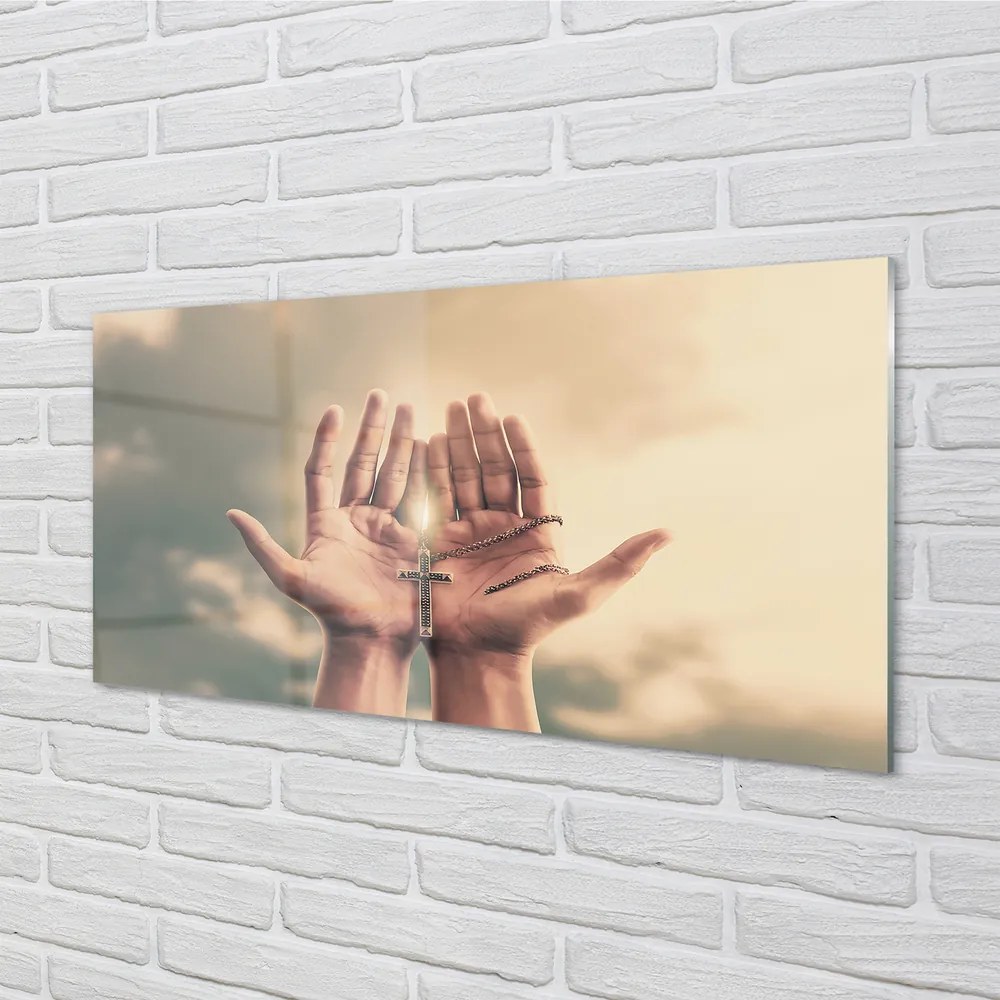 Obraz na akrylátovom skle Cross hands neba 140x70 cm