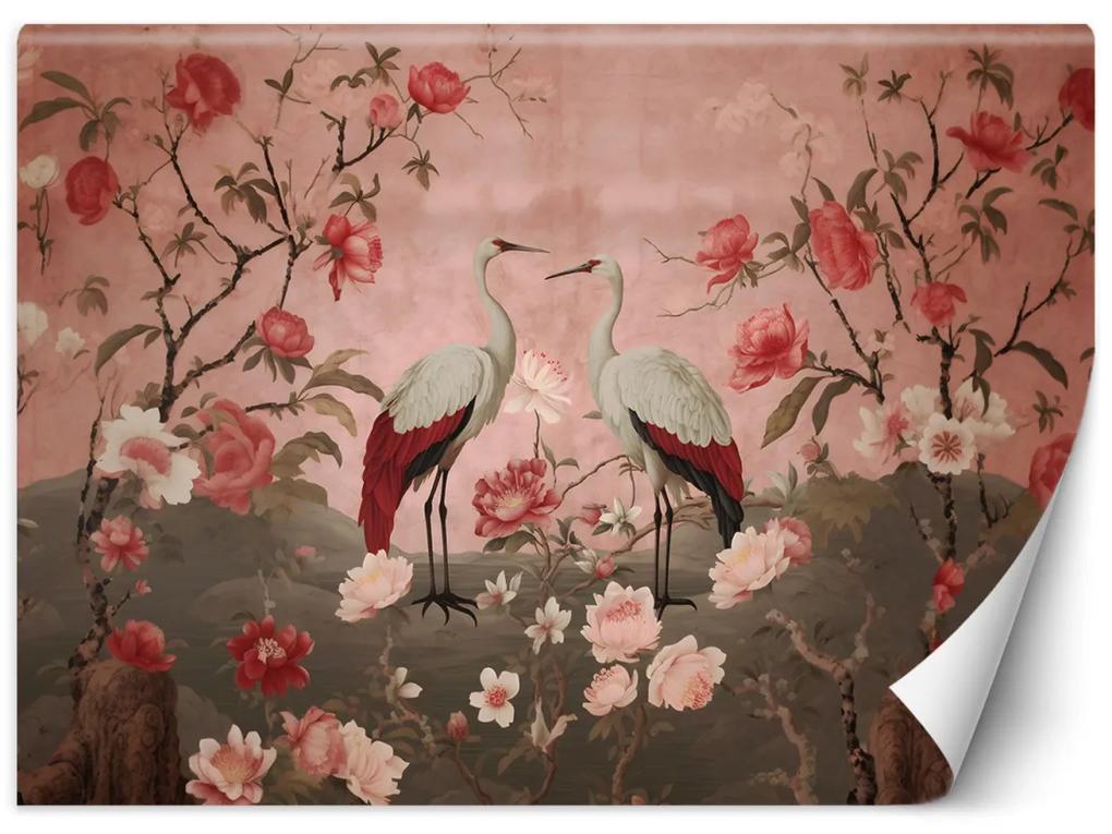 Fototapeta, Květiny a ptáci Chinoiserie - 200x140 cm
