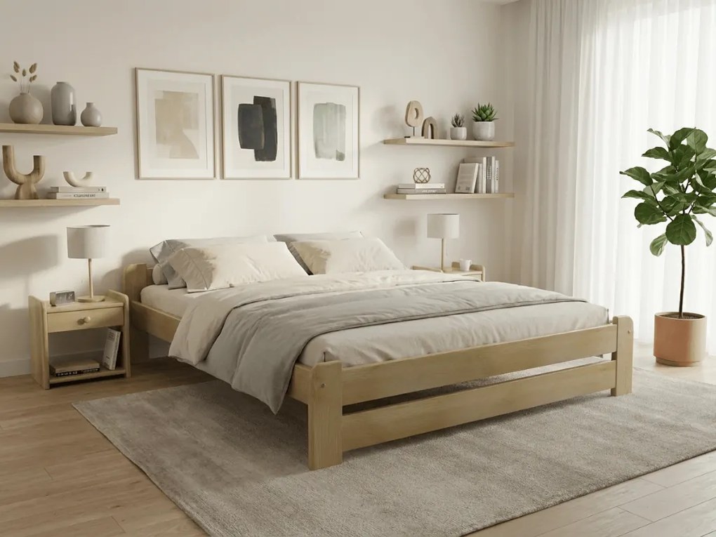 Posteľ Emily 180 x 200 cm, borovica Rošt: S lamelovým roštom, Matrac: Matrac SOMMERA 18 cm