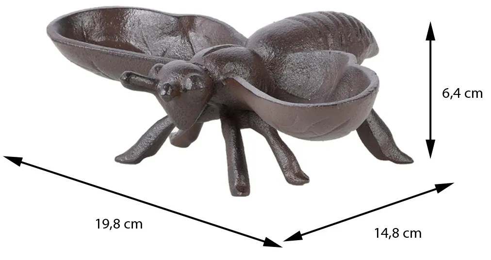 Napájadlo pre vtáky Bee, 6,5x20 cm, liatina, hnedá