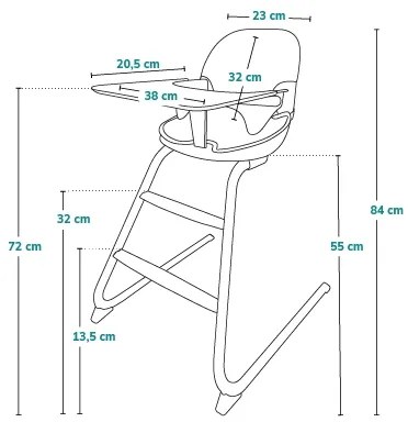 Lionelo - Detská jedálenská stolička 2v1 DALIA biela/šedá