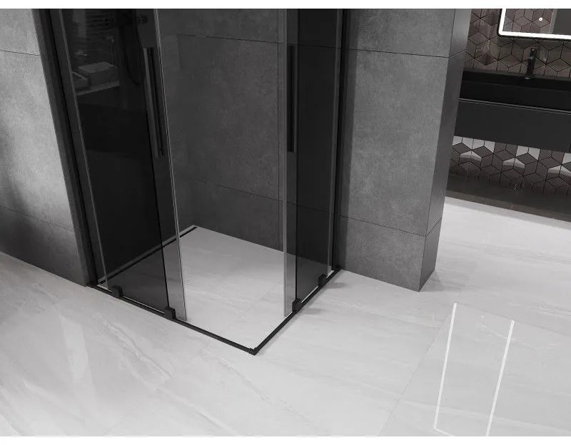 Mexen Velar Duo, sprchový kút s posuvnými dverami 100 x 90 cm, 8mm šedé sklo, čierna matná, 871-100-090-42-70