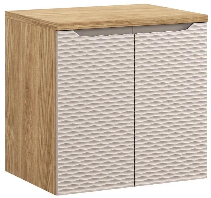 Závěsná skříňka pod umyvadlo Ocean II s deskou 60 cm béžová/dub olejovaný