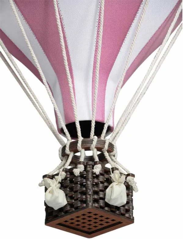 Dekoračný lietajúci balón ružová/biela – dekorácia do detskej izby M-33cm x 20cm