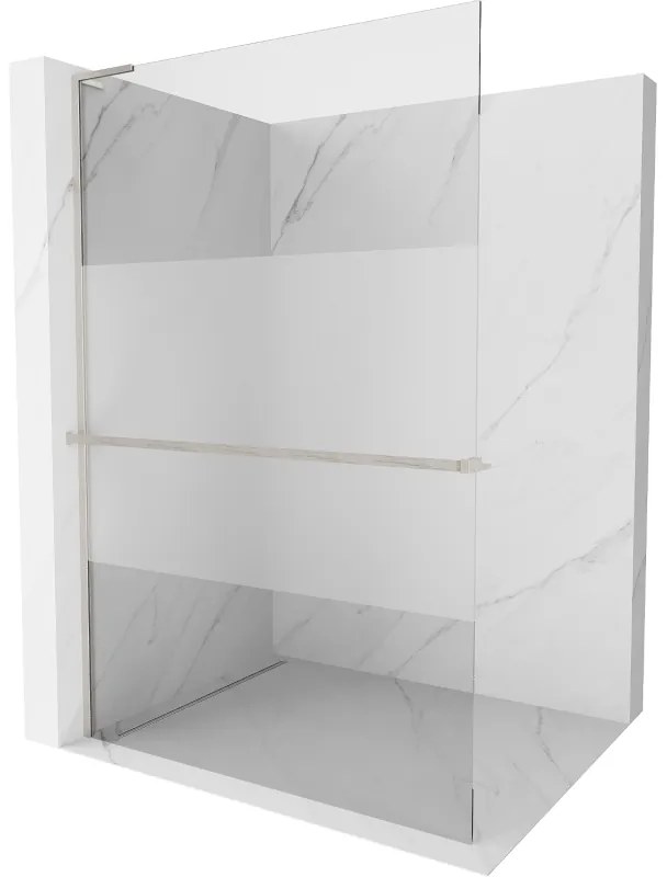 Mexen Kioto+ L, sprchová zástena Walk-In s poličkou a vešiakom 70 x 200 cm, 8mm číre sklo-námraza, brúsená oceľ profil, 800-070-123-97-35