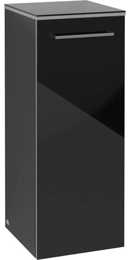 VILLEROY &amp; BOCH Avento závesná bočná skrinka nízka, 1 dvierka, pánty vľavo, 350 x 373 x 890 mm, Crystal Black, A89500B3