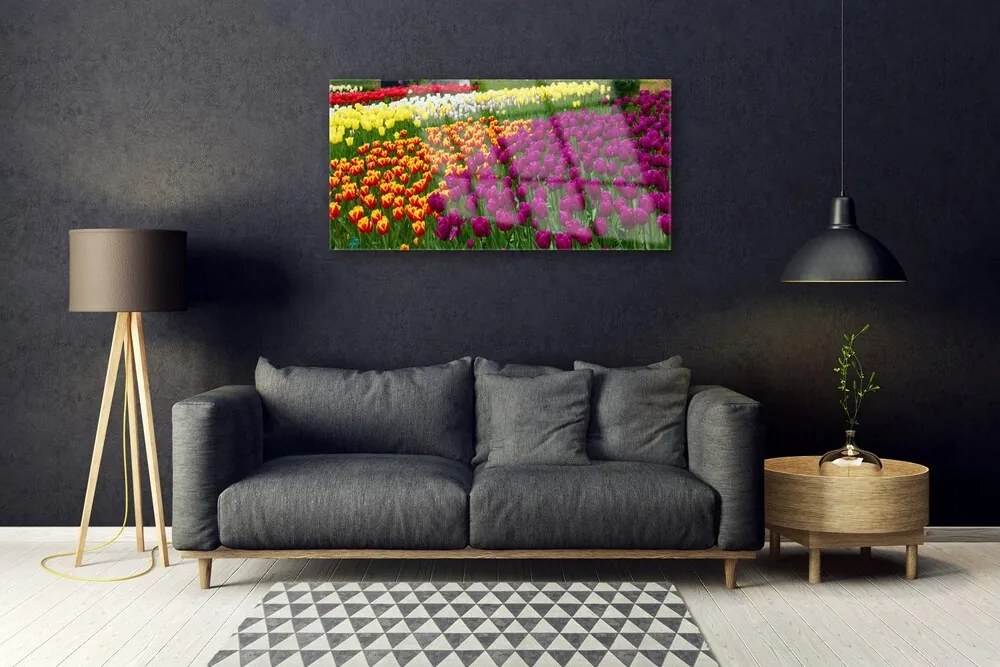 Obraz na skle Tulipány kvety 100x50 cm 2 Prívesky