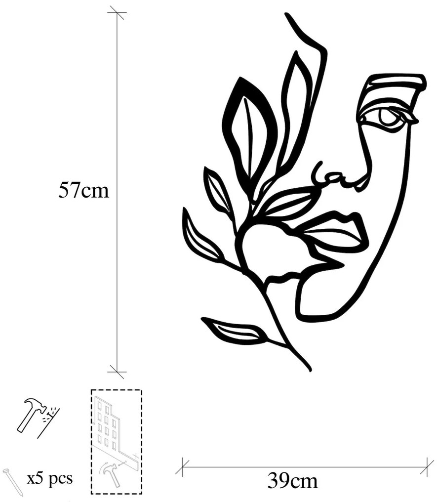 Nástenná dekorácia Ženská tvár čierna