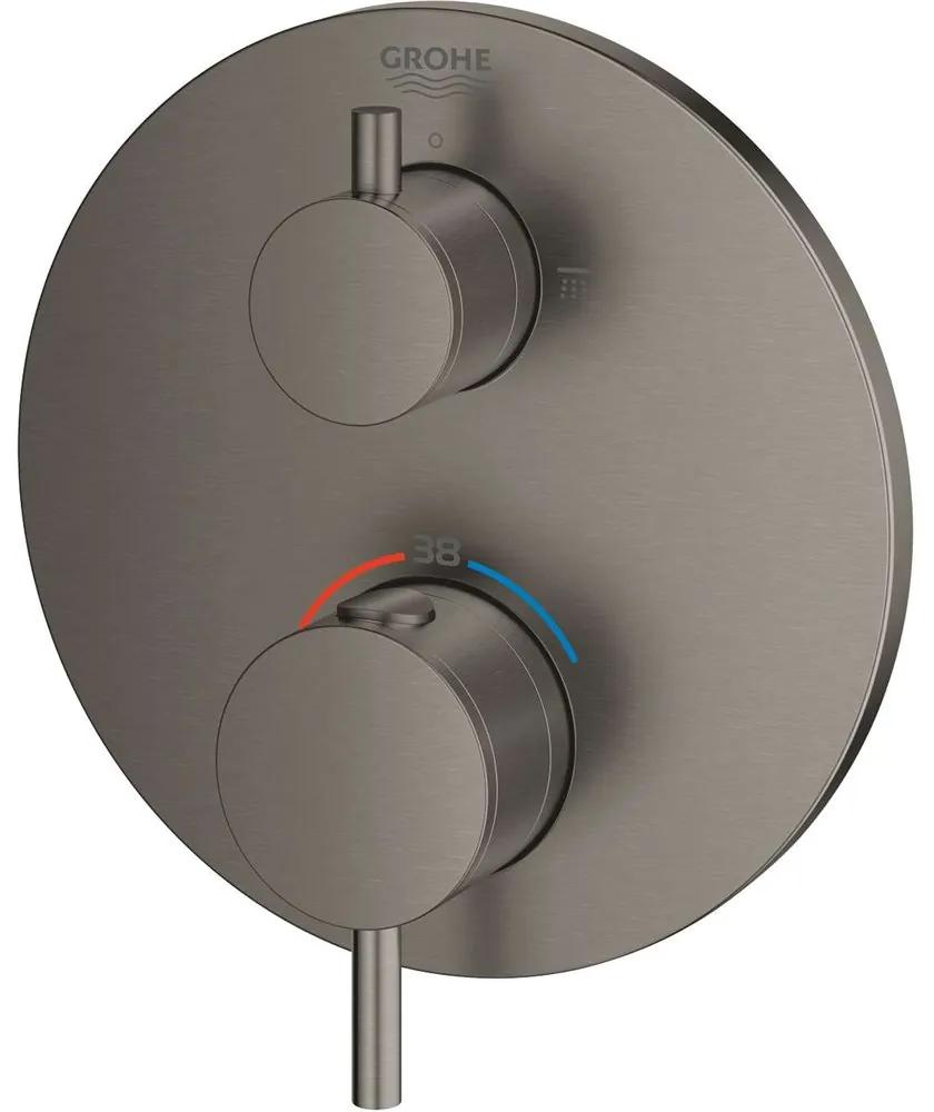 GROHE Atrio termostatická batéria pod omietku, pre 2 výstupy, s uzatváracím/prepínacím ventilom, kartáčovaný tmavý grafit, 24135AL3